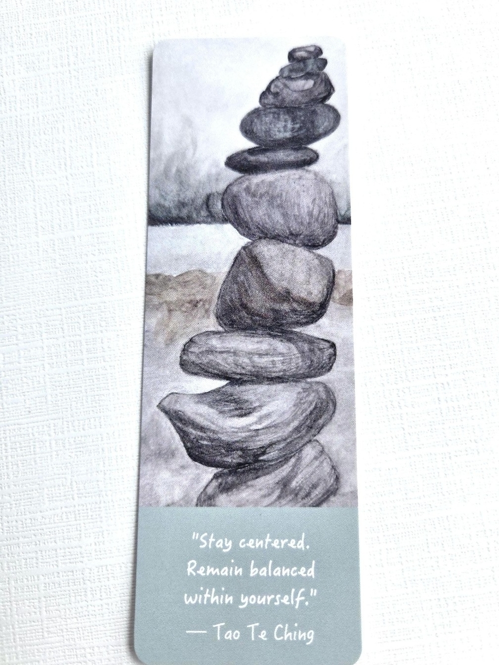 Balancing Rocks Bookmark with Tao Te Ching Quote